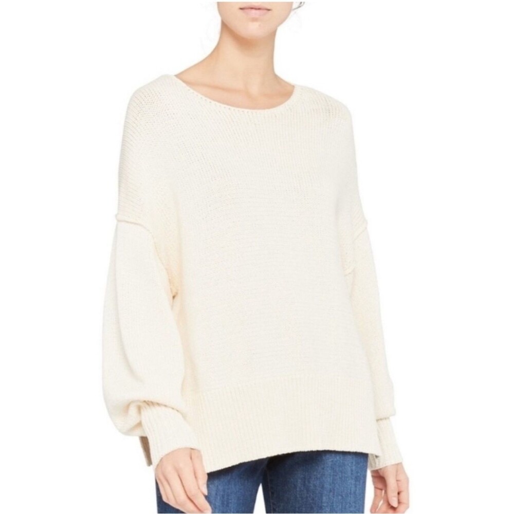 Theory Oversize Chunky Ecru Sweater Pullover with Slits Ivory cotton size small - Picture 4 of 13